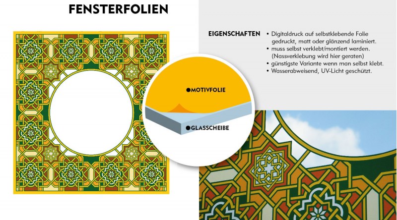 Buntglasfenster Glasmalerei Illustration auf Folie