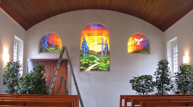 Illustration Kirchenfenstergestaltung Digitaldruck Leuchtkasten Interior Raumgestaltung