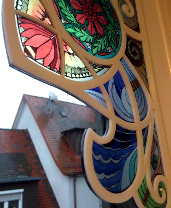 Fensterpanel Ecken Buntglasdekor Fantasy im klassizistischen Stil