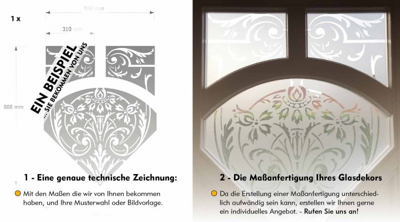 COLORFOL - Maßanfertigung Stichbogen Maßabnahme. Erfahren Sie wie Sonderanfertigungen bei uns in Auftrag geben werden.