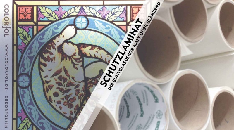 Das Schutzlaminat für ihr Buntglasdekor gibt es in matt und in glänzend.
