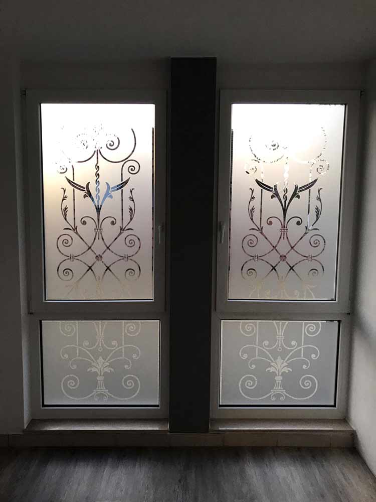 Selbstklebende Fensterfolie als Sichtschutz Ätzglas, Sandstrahl