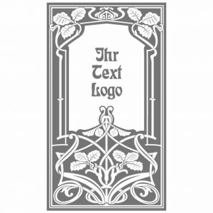 Dekorfolie "Rosa" Textwunsch mit floralem Jugendstildekor ist ein selbstklebender Folienschnitt und wird als Ätzglas, Milchglas oder Sandstrahlimitat eingesetzt.